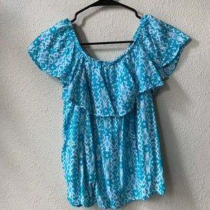 TCEC Blue Off The Shoulder Blouse